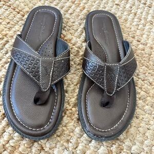 Tommy Bahama Leather Anchors Astern Thong Flip Flop  Sandals BROWN Size 9